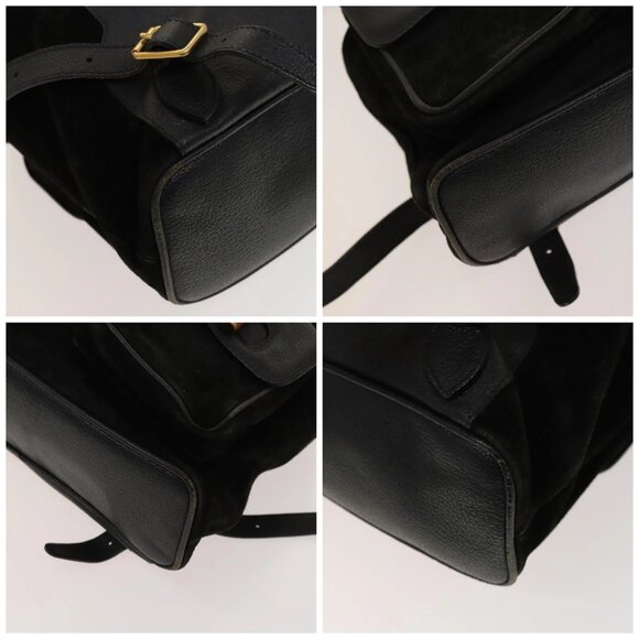 GUCCI Bamboo Backpack Suede Leather Black Gold main image 8